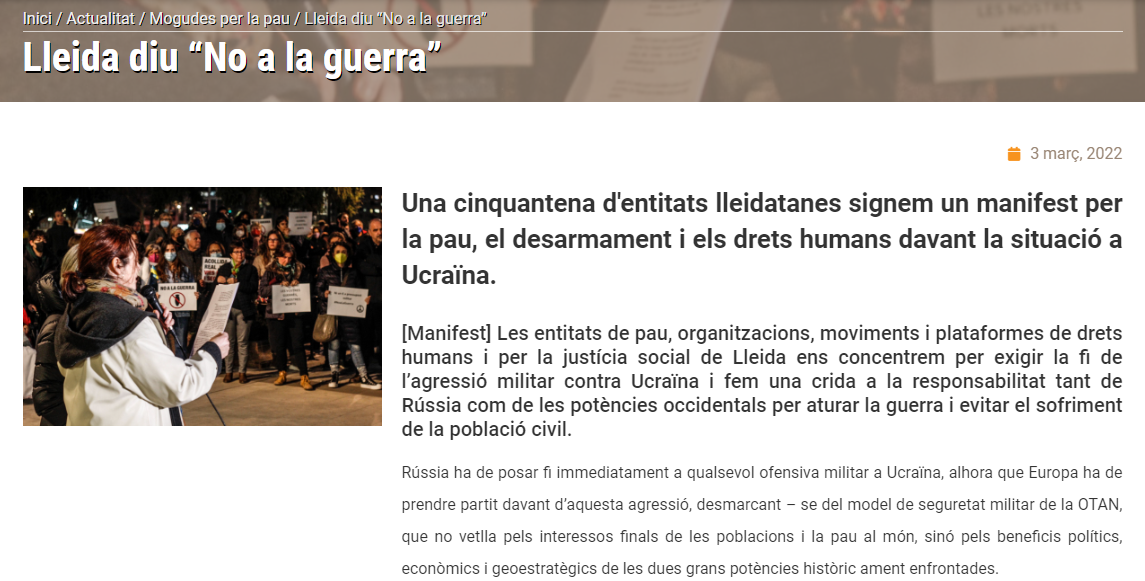 Lleida diu no a la guerra